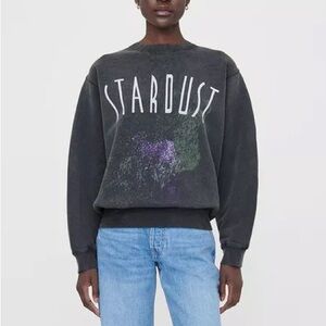 Anine Bing Ramona Stardust Grey Sweatshirt Size Small